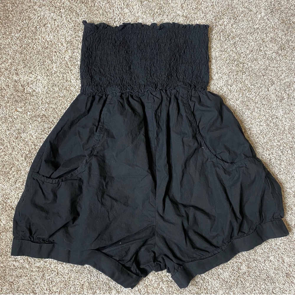 Black Women's Smocked High-Waist Sleeveless Romper